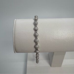 Certified Sterling Silver 925 VVS Moissanite Ball Bead Bracelet